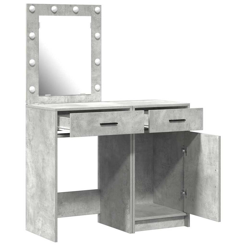 vidaXL Öltözködőasztal fiókkal 2 pcs Szürke 50 x 41 x 135 cm Faanyag