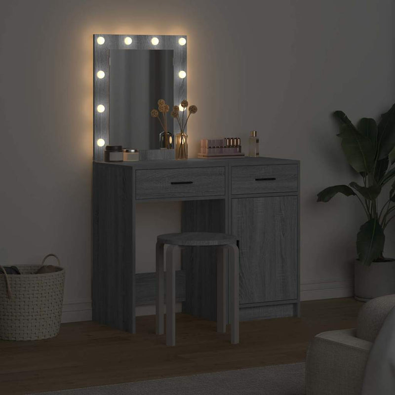 vidaXL Öltözködőasztal fiókkal 2 pcs Szürke 50 x 41 x 135 cm Faanyag