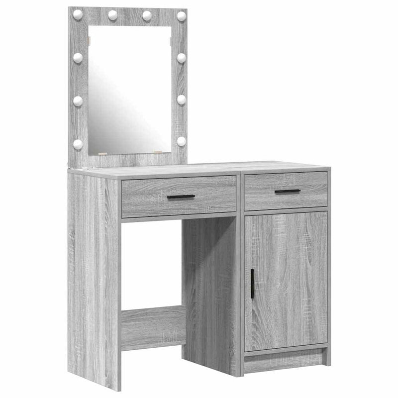 vidaXL Öltözködőasztal fiókkal 2 pcs Szürke 50 x 41 x 135 cm Faanyag