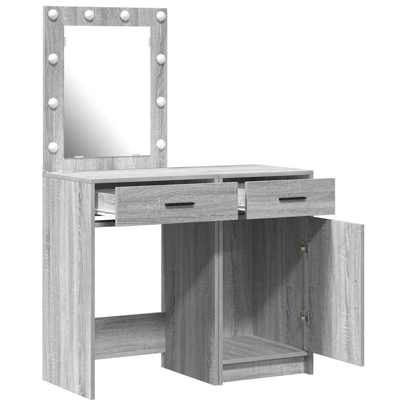 vidaXL Öltözködőasztal fiókkal 2 pcs Szürke 50 x 41 x 135 cm Faanyag
