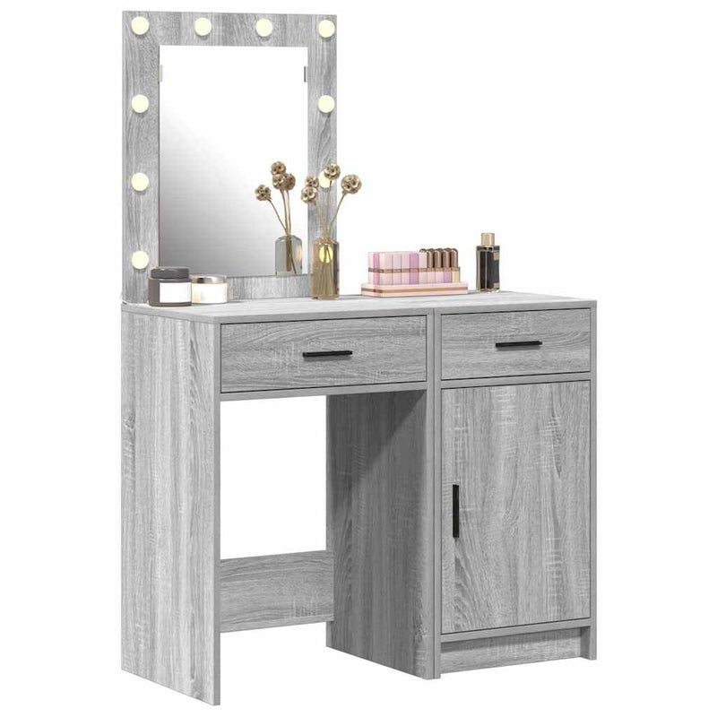 vidaXL Öltözködőasztal fiókkal 2 pcs Szürke 50 x 41 x 135 cm Faanyag
