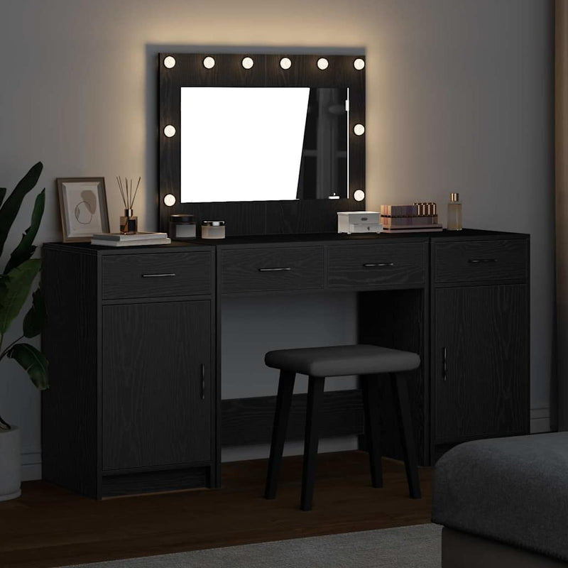 vidaXL Öltözködőasztal fiókkal 3 pcs Fekete 40 x 41 x 75 cm Faanyag