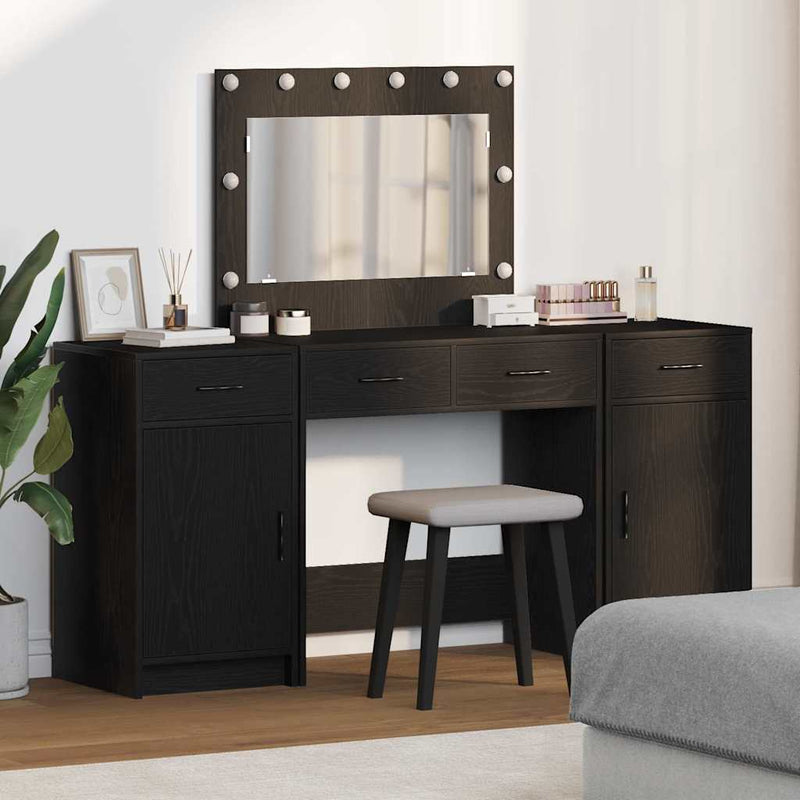 vidaXL Öltözködőasztal fiókkal 3 pcs Fekete 40 x 41 x 75 cm Faanyag