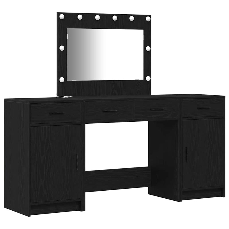 vidaXL Öltözködőasztal fiókkal 3 pcs Fekete 40 x 41 x 75 cm Faanyag