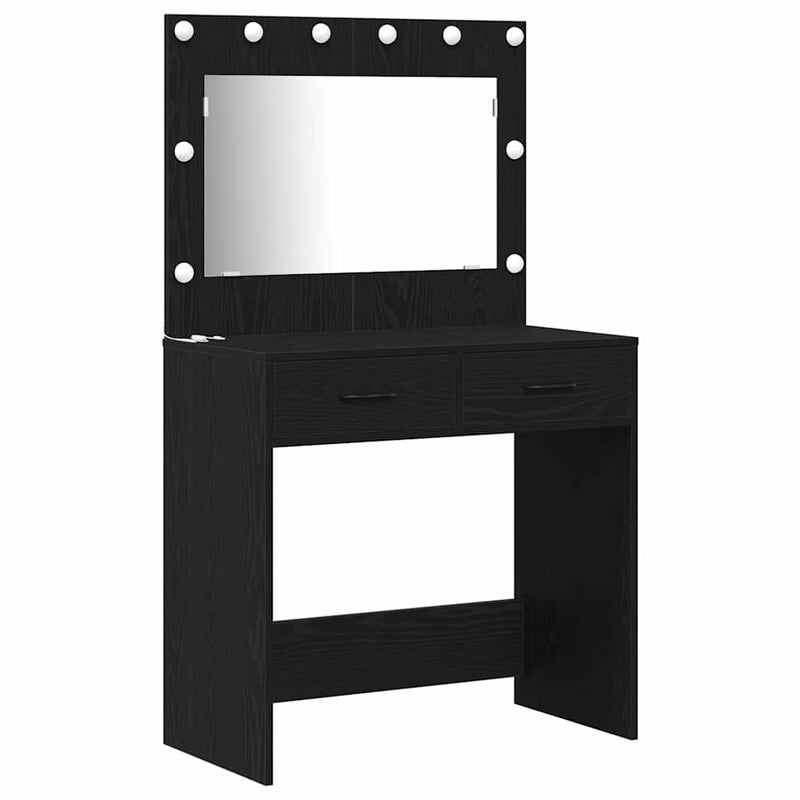 vidaXL Öltözködőasztal fiókkal 3 pcs Fekete 40 x 41 x 75 cm Faanyag