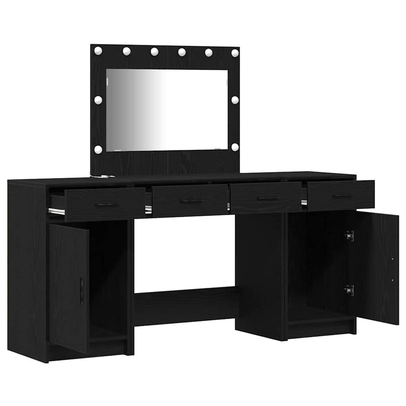 vidaXL Öltözködőasztal fiókkal 3 pcs Fekete 40 x 41 x 75 cm Faanyag