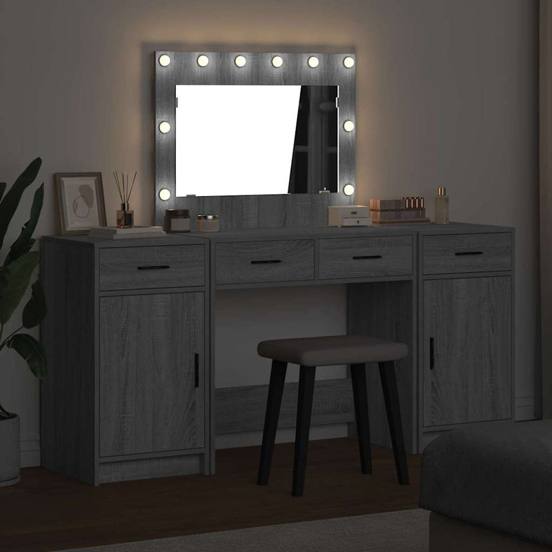 vidaXL Öltözködőasztal fiókkal 3 pcs Szürke 40 x 41 x 75 cm Faanyag