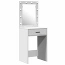 vidaXL Öltözködőasztal tükör lámpákkal Fehér 50 x 41 x 135 cm Faanyag