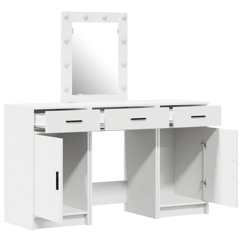 vidaXL Öltözködőasztal fiókkal ajtóval Fehér 50 x 41 x 135 cm Faanyag