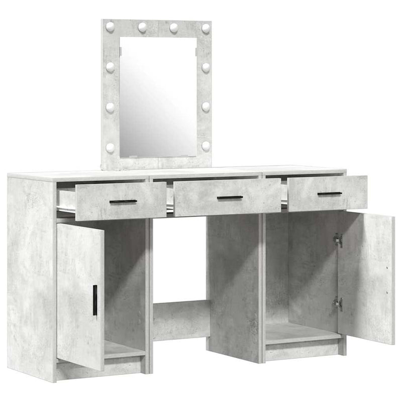 vidaXL Öltözködőasztal fiókkal ajtóval Szürke 50 x 41 x 135 cm Faanyag