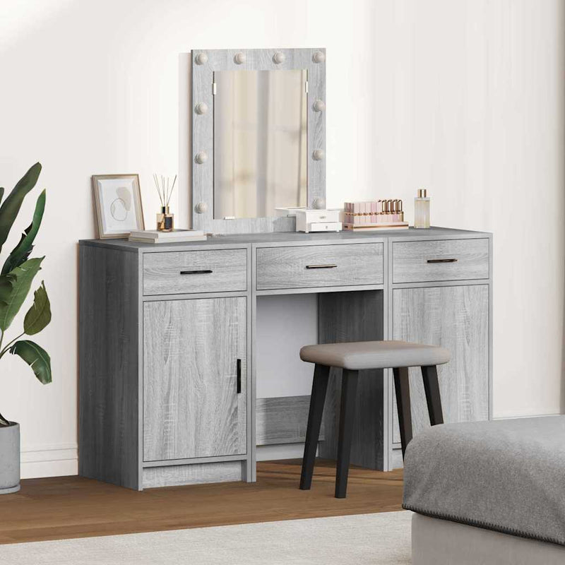 vidaXL Öltözködőasztal fiókkal ajtóval Szürke 50 x 41 x 135 cm Faanyag