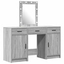 vidaXL Öltözködőasztal tükör lámpákkal Szürke 50 x 41 x 135 cm Faanyag