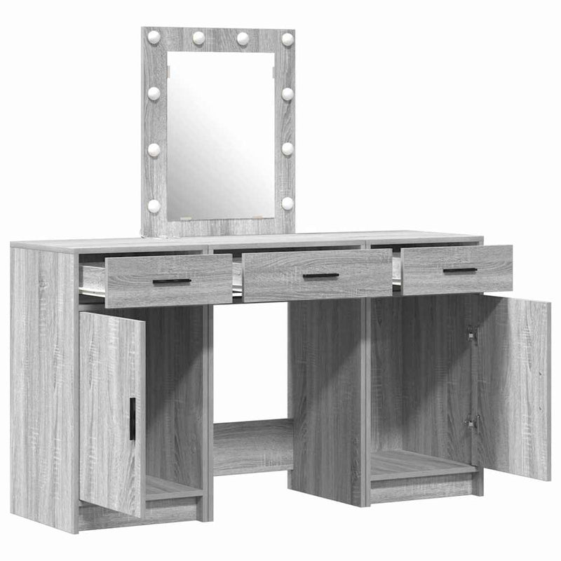 vidaXL Öltözködőasztal fiókkal ajtóval Szürke 50 x 41 x 135 cm Faanyag