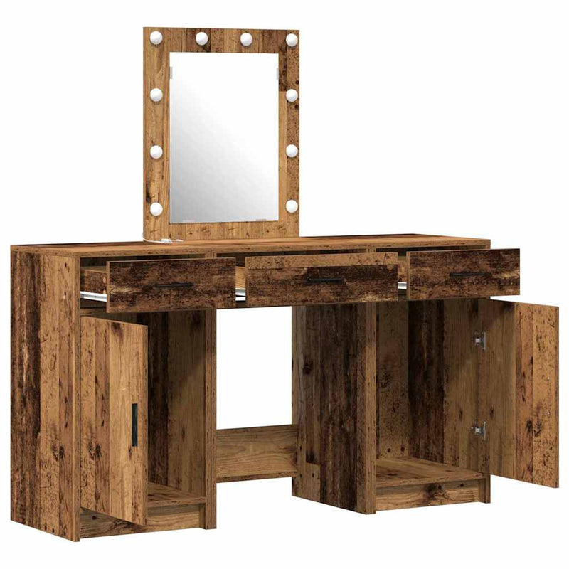 vidaXL Öltözködőasztal fiókkal ajtóval Barna 50 x 41 x 135 cm Faanyag