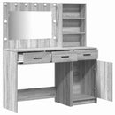 vidaXL Öltözködőasztal tükör lámpákkal fiókkal 2 pcs Szürke Faanyag