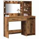 vidaXL Öltözködőasztal tükör lámpákkal fiókkal 2 pcs Barna Faanyag