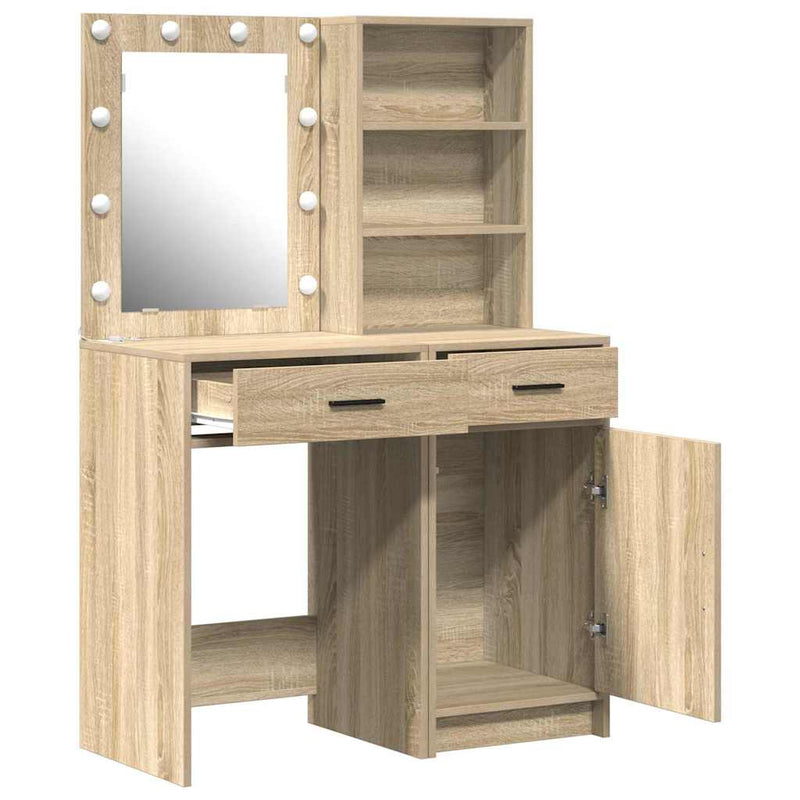 vidaXL Sminkasztal Készlet 2 pcs Sonoma tölgy 50 x 41 x 135 cm Faanyag