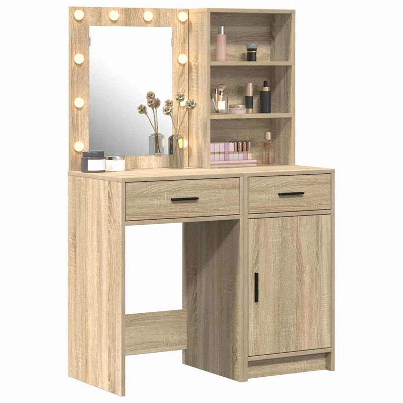 vidaXL Sminkasztal Készlet 2 pcs Sonoma tölgy 50 x 41 x 135 cm Faanyag
