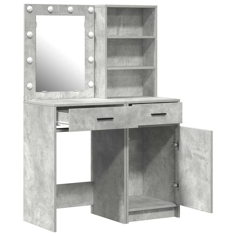 vidaXL Sminkasztal Készlet 2 pcs Beton Szürke 50 x 41 x 135 cm Faanyag