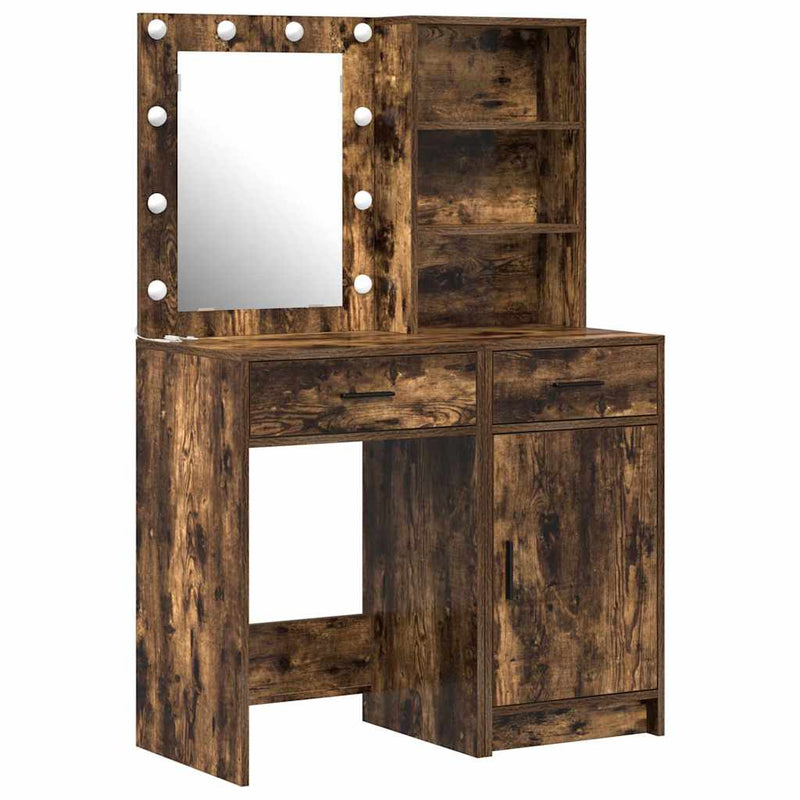 vidaXL Sminkasztal Készlet 2 pcs Füstölt tölgy 50 x 41 x 135 cm