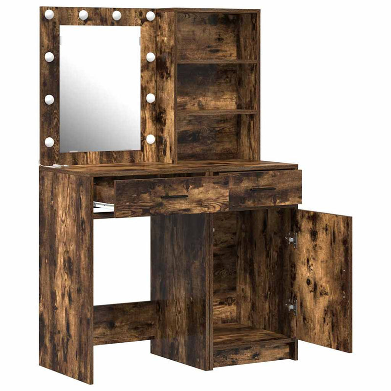 vidaXL Sminkasztal Készlet 2 pcs Füstölt tölgy 50 x 41 x 135 cm