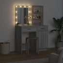 vidaXL LED-es öltözködő asztal szett 2 pcs Szürke Sonoma Faanyag