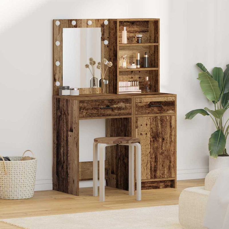 vidaXL Sminkasztal Készlet 2 pcs Régi fa 50 x 41 x 135 cm Faanyag