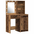 vidaXL Sminkasztal Készlet LED -es lámpákkal 2 pcs Régi fa Faanyag