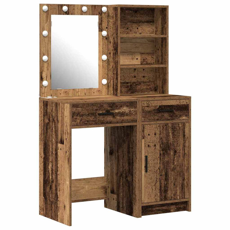 vidaXL Sminkasztal Készlet 2 pcs Régi fa 50 x 41 x 135 cm Faanyag