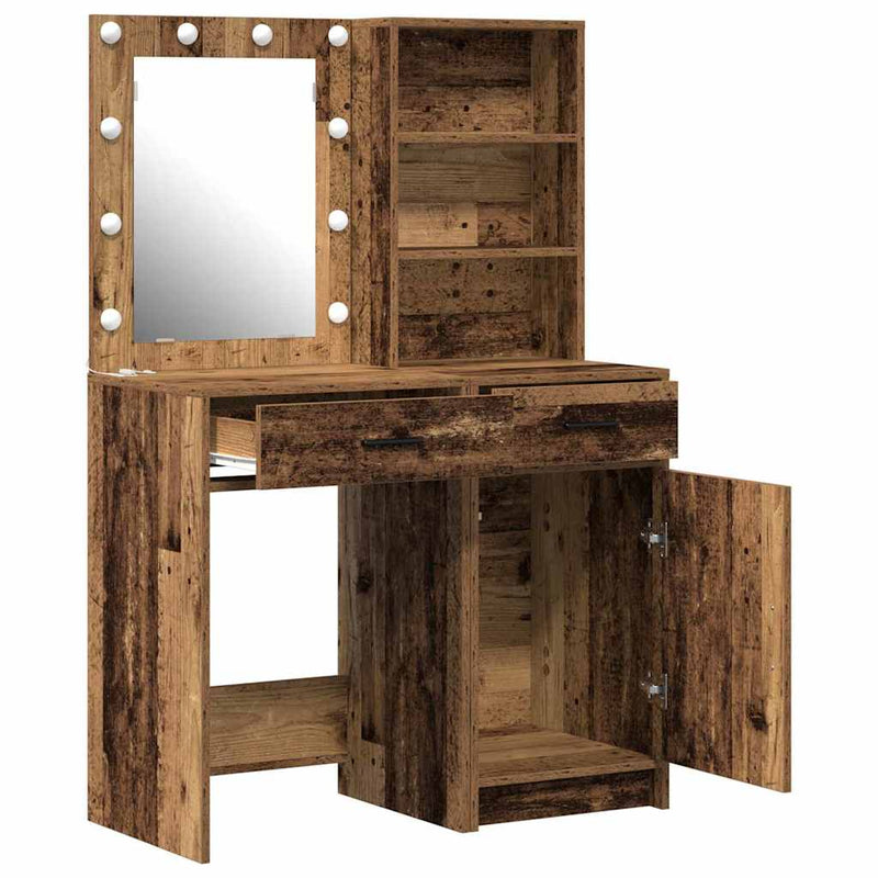 vidaXL Sminkasztal Készlet 2 pcs Régi fa 50 x 41 x 135 cm Faanyag