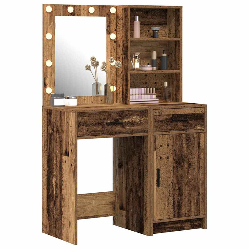 vidaXL Sminkasztal Készlet 2 pcs Régi fa 50 x 41 x 135 cm Faanyag