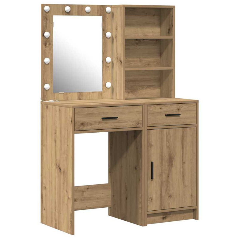 vidaXL Sminkasztal Készlet 2 pcs kézműves tölgy 50 x 41 x 135 cm
