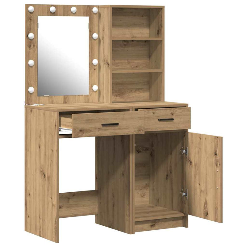 vidaXL Sminkasztal Készlet 2 pcs kézműves tölgy 50 x 41 x 135 cm