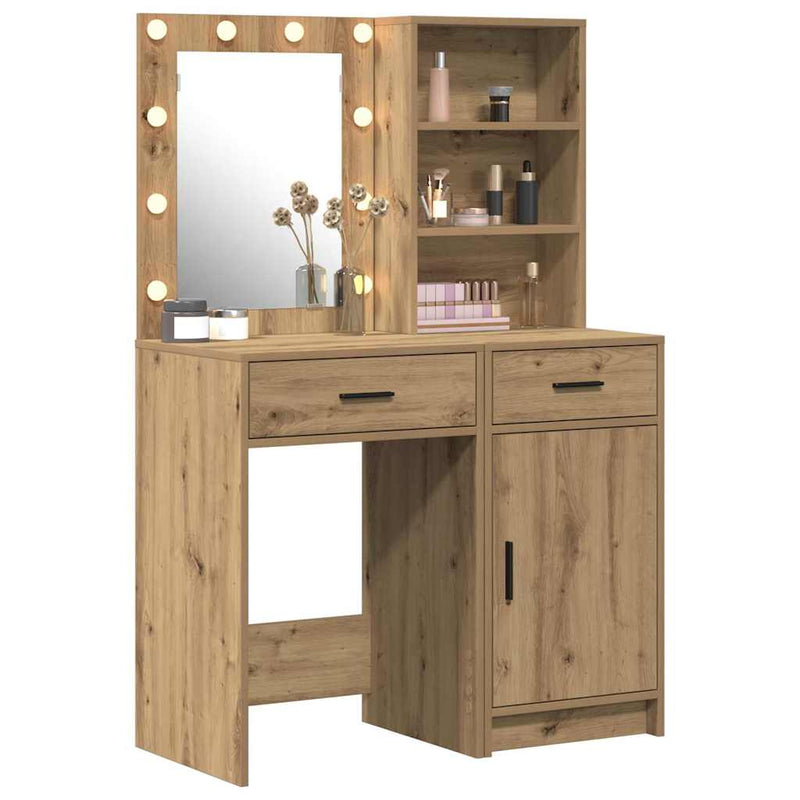 vidaXL Sminkasztal Készlet 2 pcs kézműves tölgy 50 x 41 x 135 cm
