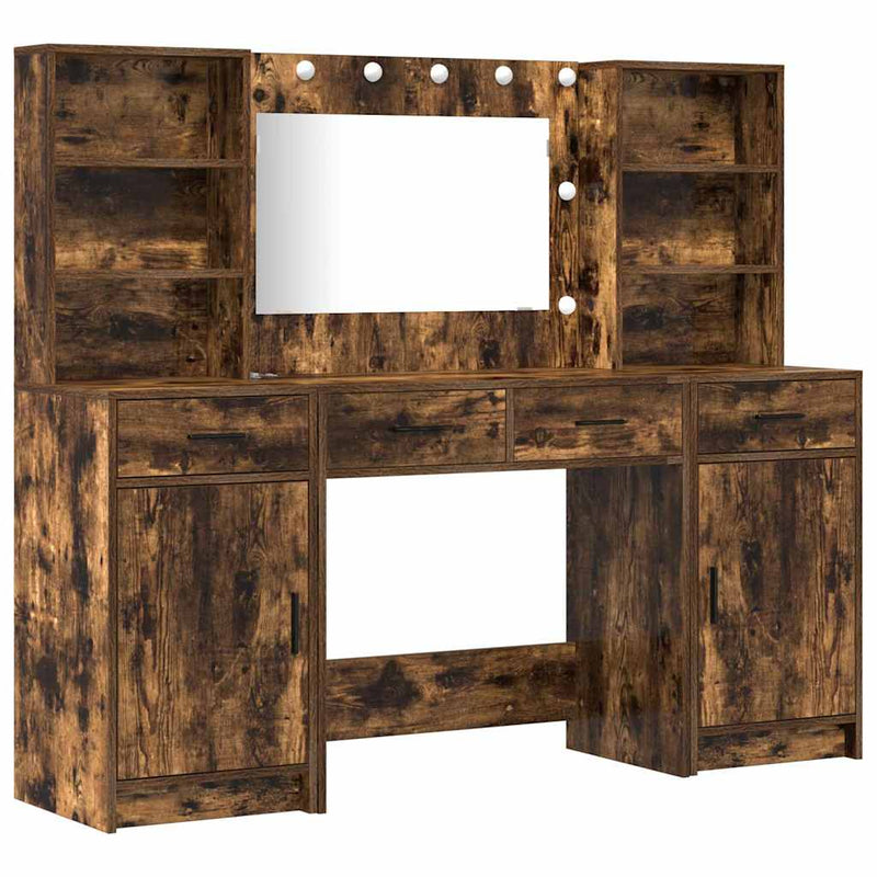 vidaXL Sminkasztal Készlet 3 pcs Füstölt tölgy 78.5 x 41 x 135 cm