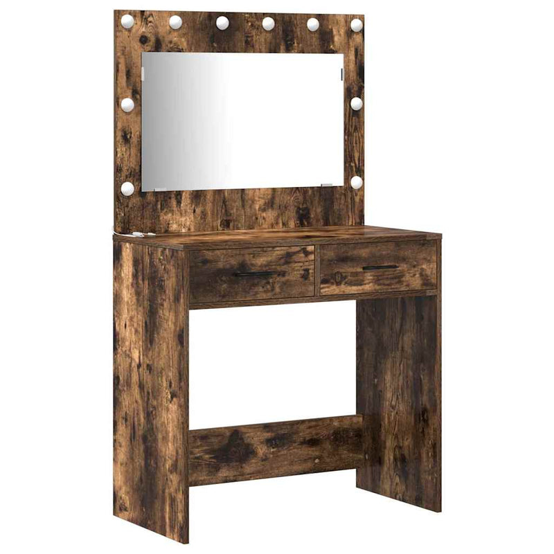 vidaXL Sminkasztal Készlet 3 pcs Füstölt tölgy 78.5 x 41 x 135 cm