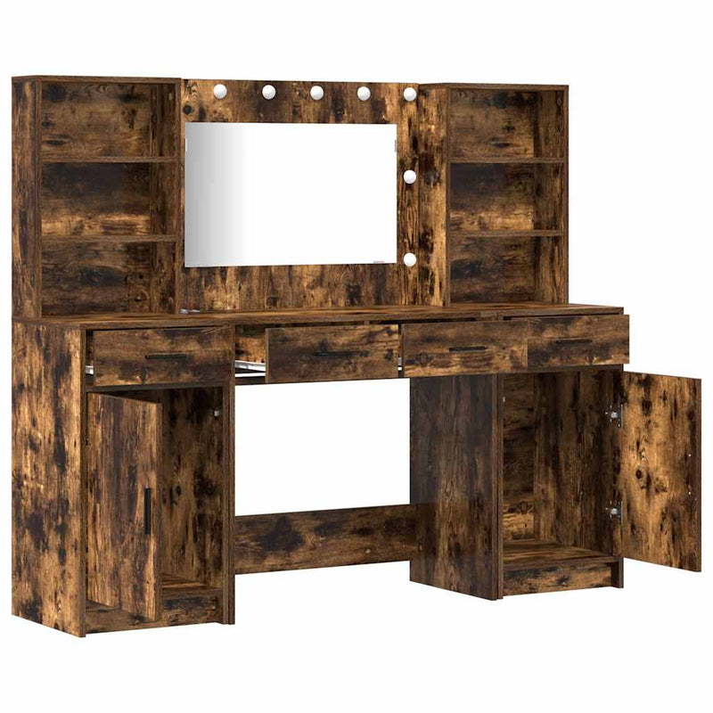 vidaXL Sminkasztal Készlet 3 pcs Füstölt tölgy 78.5 x 41 x 135 cm
