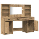 vidaXL Sminkasztal Készlet fiókkal 3 pcs kézműves tölgy Faanyag