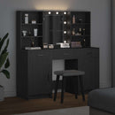vidaXL Sminkasztal Készlet LED -es lámpákkal 3 pcs Musta tammi Faanyag