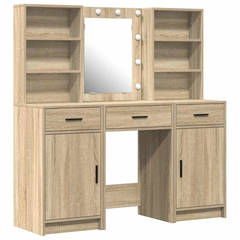 vidaXL Sminkasztal Készlet 3 pcs Sonoma tölgy 50 x 41 x 135 cm Faanyag