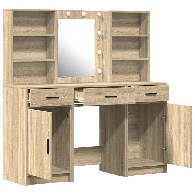 vidaXL Sminkasztal Készlet 3 pcs Sonoma tölgy 50 x 41 x 135 cm Faanyag
