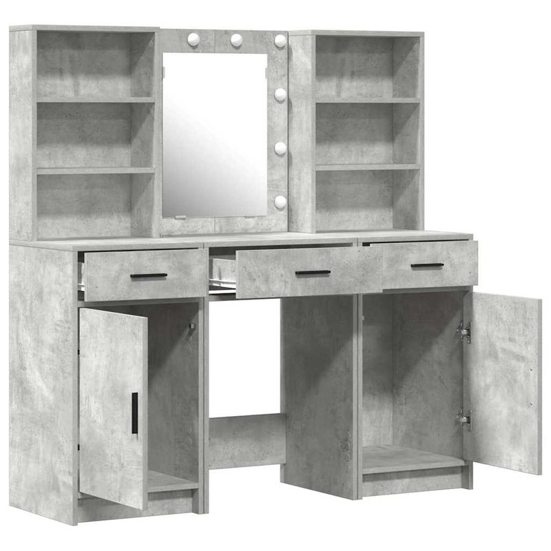 vidaXL Sminkasztal Készlet 3 pcs Beton Szürke 50 x 41 x 135 cm Faanyag