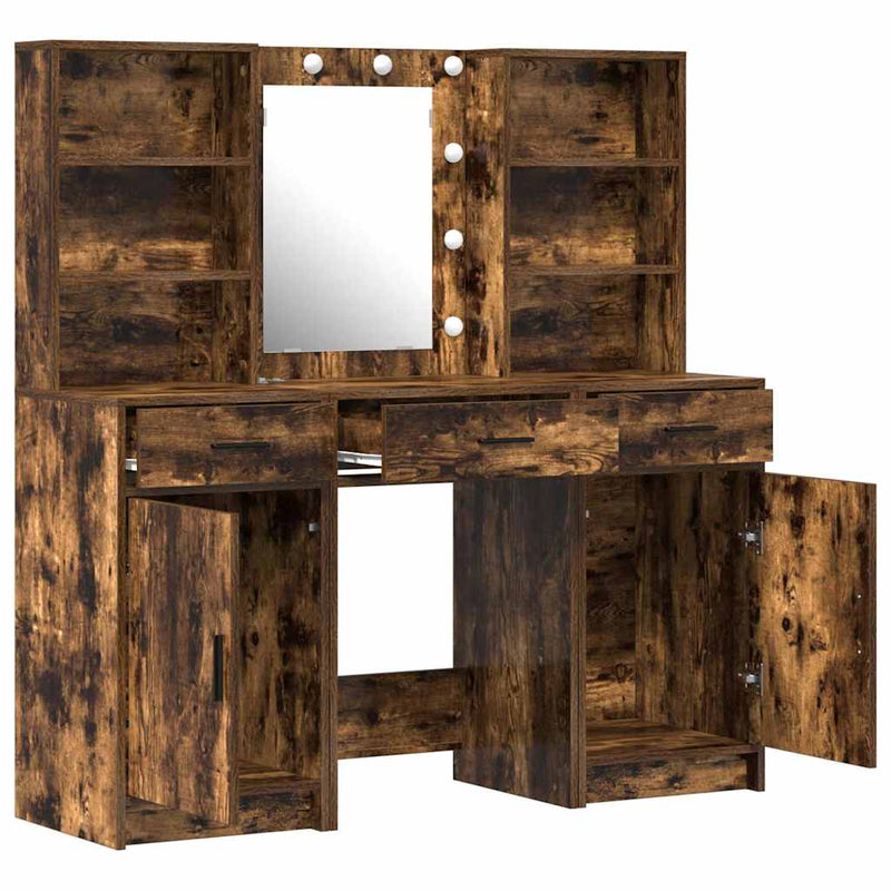 vidaXL Sminkasztal Készlet 3 pcs Füstölt tölgy 50 x 41 x 135 cm