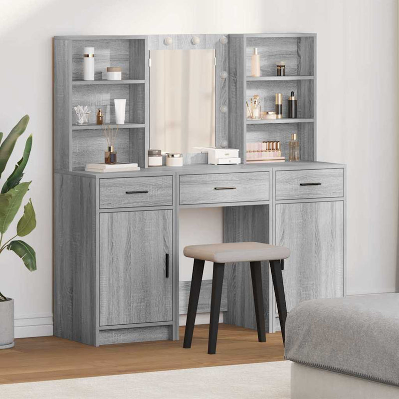 vidaXL Sminkasztal Készlet 3 pcs Szürke sonoma 50 x 41 x 135 cm