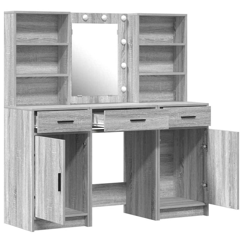 vidaXL Sminkasztal Készlet 3 pcs Szürke sonoma 50 x 41 x 135 cm