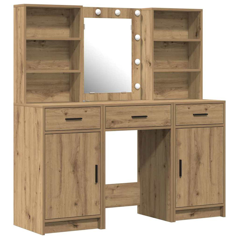 vidaXL Sminkasztal Készlet 3 pcs kézműves tölgy 50 x 41 x 135 cm
