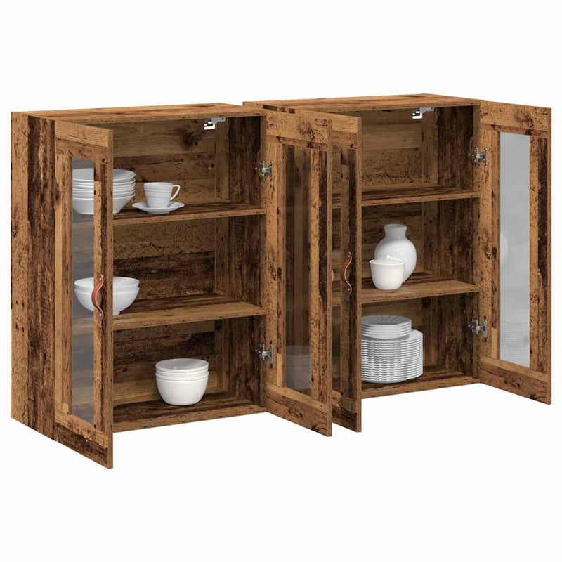 vidaXL Fali szekrény 2 pcs Régi fa 69.5 x 34 x 90 cm Faanyag