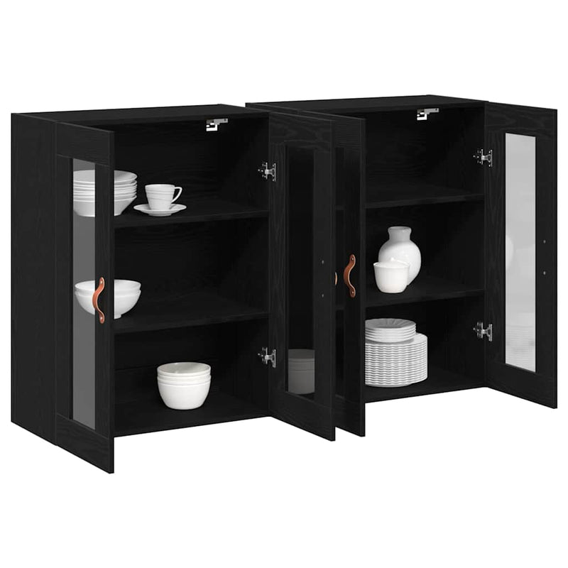 vidaXL Fali szekrény 2 pcs Musta tammi 69.5 x 34 x 90 cm Faanyag