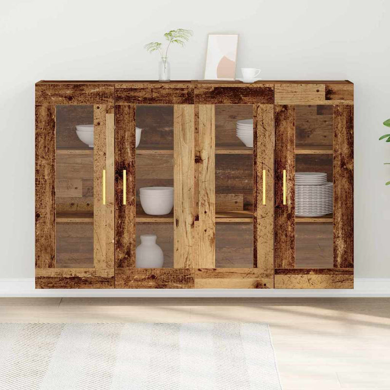 vidaXL Fali szekrény 2 pcs Régi fa 69.5 x 34 x 90 cm Faanyag