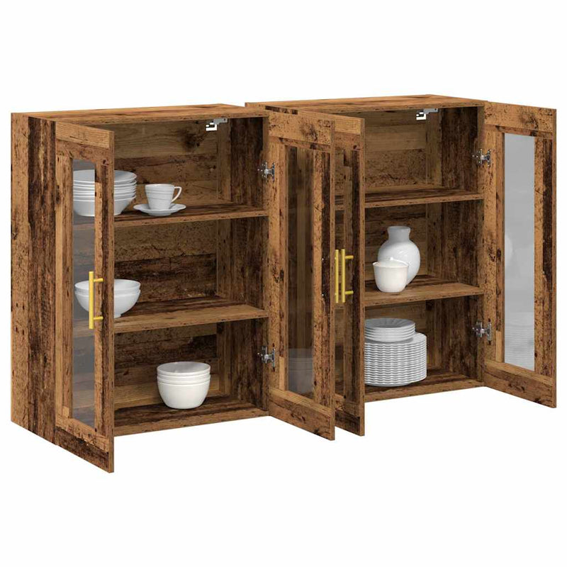 vidaXL Fali szekrény 2 pcs Régi fa 69.5 x 34 x 90 cm Faanyag
